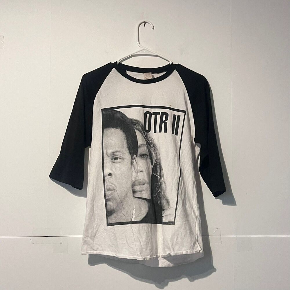 Vintage Unbranded Mens Raglan T-Shirt Size S Beyoncé Jay Z Otr Ii Band Tour
